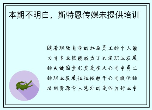 本期不明白，斯特恩传媒未提供培训
